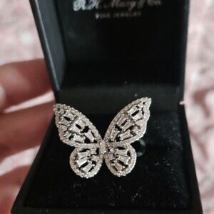 Silver Butterfly Crystal Ring - Women Jewelry